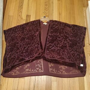 Velvet Burnout Floral Kimono - Deep Burgundy